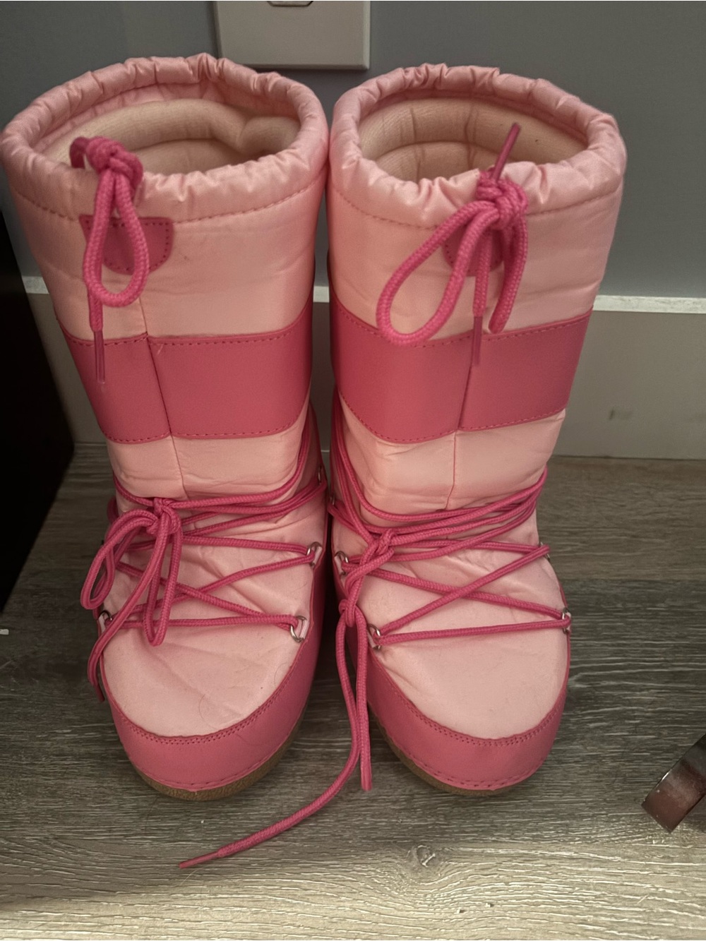 Fashion Nova Pink Quilted Lace-Up Winter Boots
